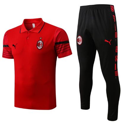 图片 AC Milan 2023-2024 Men's Red Soccer Training Polo Jersey: Football Sportswear, Sports Shirt